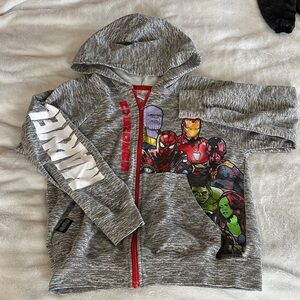 Marvel Heroes Gray zip up Hoodie with Red Accents